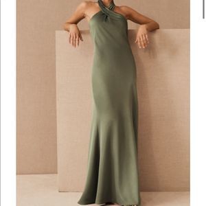 BHLDN Ruby Satin Charmeuse Dress - Moss